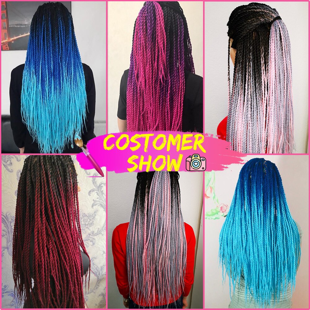 Extensiones de cabello trenzado ombré con hebras sedosas, trenzas de ganchillo sintéticas, colores grises y rubios