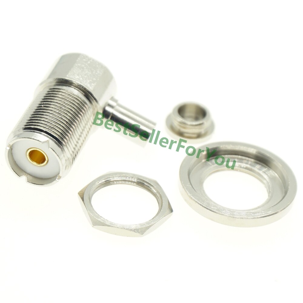 UHF Female SO239 SO-239 Jack Right Angle Solder Connector 90 Degree LMR195 RG58 RG400 RG142 Cable