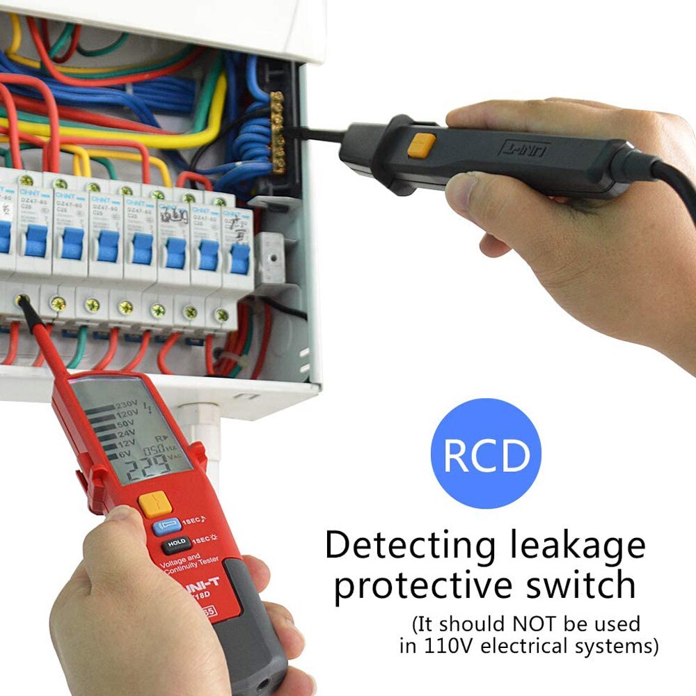 Teste de rotação da fase do teste do detector rcd da tensão e da continuidade de UNI-T ut18d tester-à prova drágua com escala do automóvel do flash