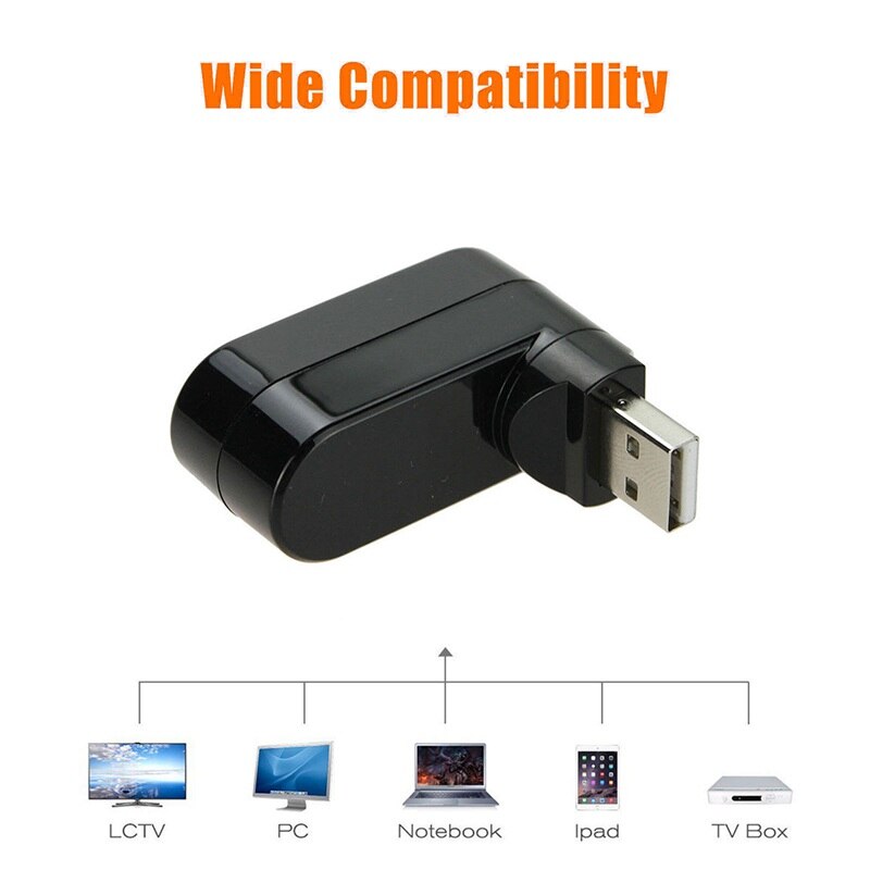 For Laptop For PC Hub USB Rotate Splitter Mini Adapter 3 Ports