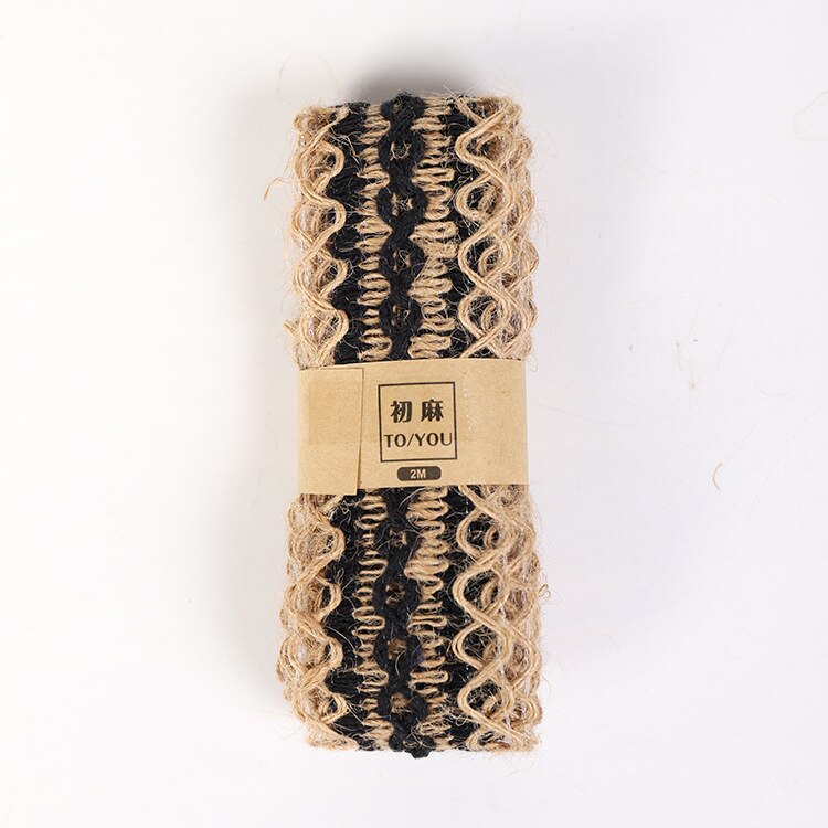 Cinta tejida de Yute Natural para envolver de boda, cinta de arpillera de cáñamo, manualidades DIY, suministros para fiestas, decoración del Festival, 2 metros por rollo: Style19 (Width 4cm)