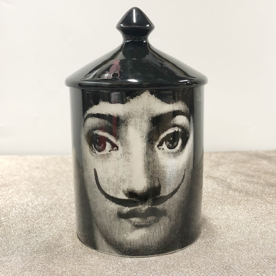 Vintage Style Black Lid Candle Holder Handmade Candles Jar Retro Lina Face Storage Makeup Ceramic Craft Home Decoration Jewerlly