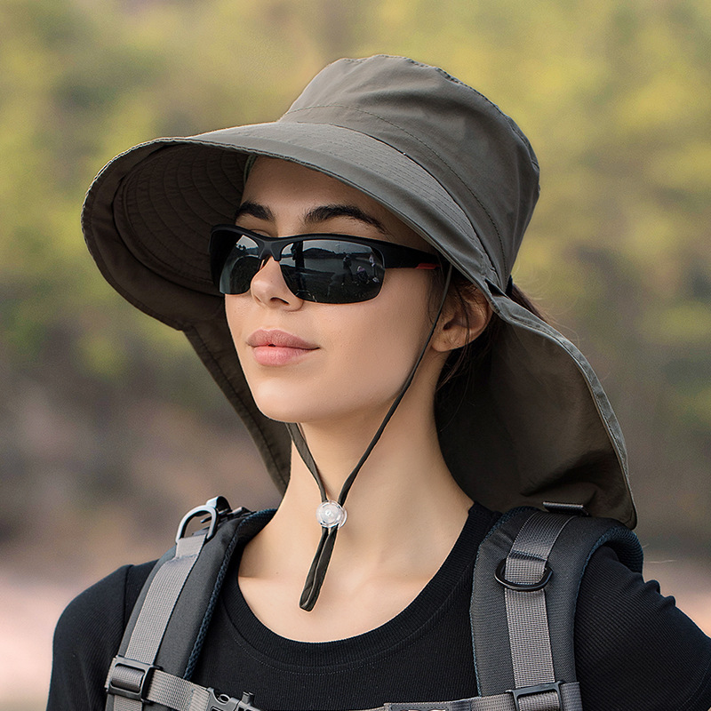 Verão Cor Sólida Bow Tie Bucket Hat para As Mulheres Xaile Integrado Sun Hat Outdoor Anti-UV Pesca Hat Senhoras Praia Caminhadas Hat: Verde exército