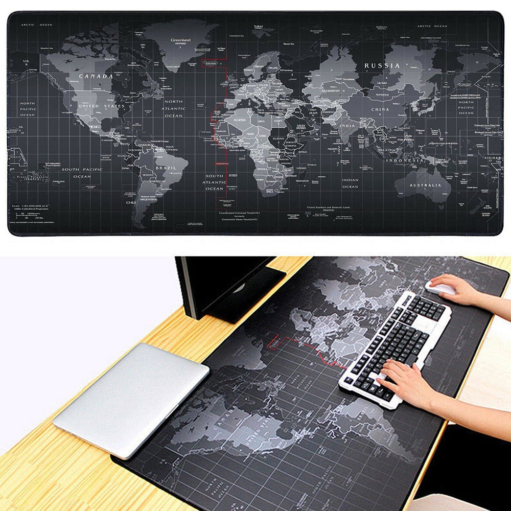 1PC Extra Large Anti-slip Rubber Desktop Keyboard Mice Mat Gaming Mouse Pad Old World Map Locking Edge Mousepad
