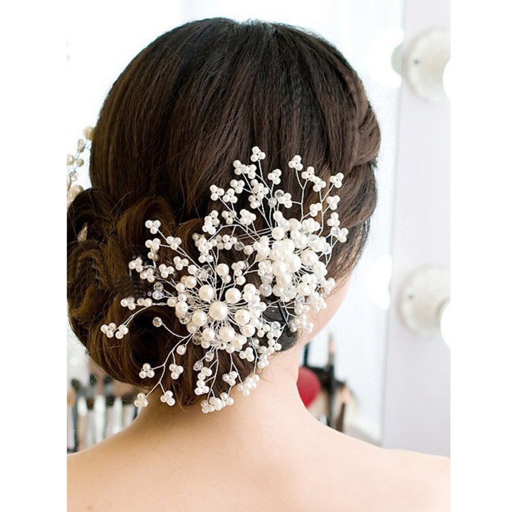 Wedding Hair Accessories Bridesmaid Bridal Hair Accessories Pearl Crystal Tiara Wedding Decoration hair jewelry Hairpins