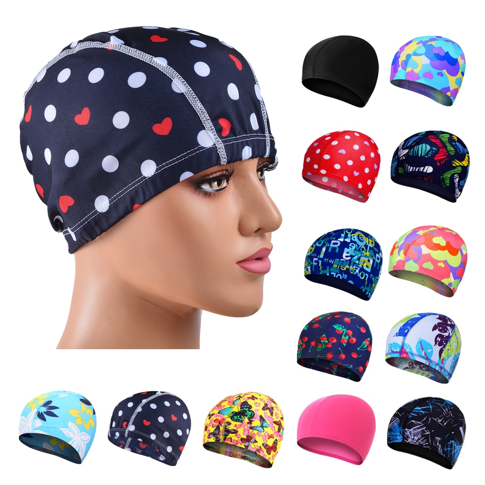 Badehette kvinner unisex jenter langt hår badehatt badehette stretch drapering fri størrelse svømmebasseng sport elastisk nylon turban