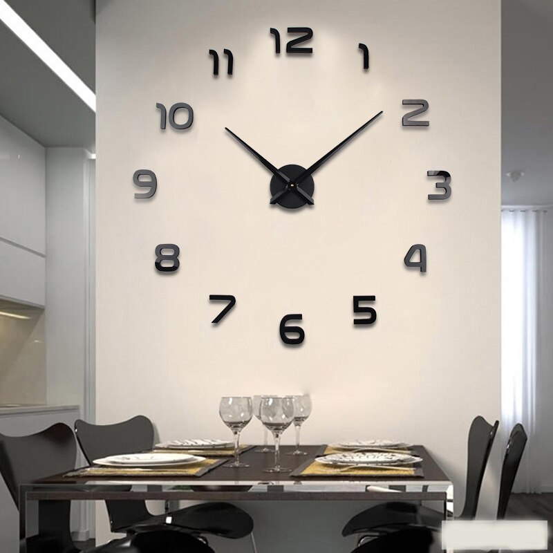 Pegatina De Pared 3D De Reloj para el hogar Saati, Reloj De Pared decorativo, espejo acrílico para sala De estar, Adhesivo De Reloj De Pared