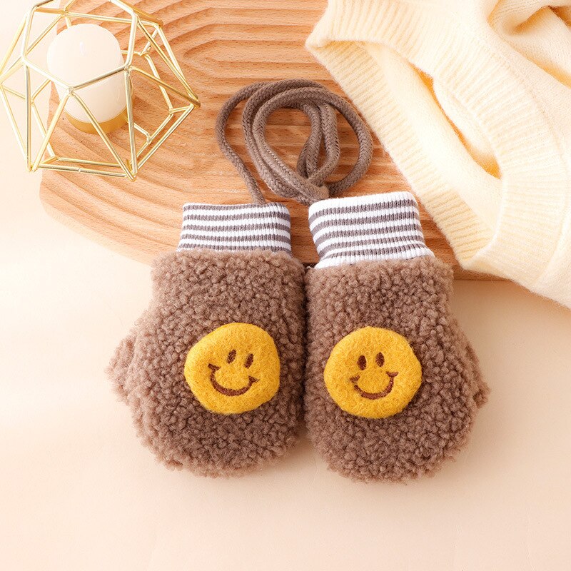 Warmom Karikatur Baby Fäustlinge Winter Warme freundlicher Baby Mädchen Handschuhe Acryl freundlicher Kleinkind Handschuh Handschoen Winter Handschuhe freundlicher 1-3Y: C Kaffee