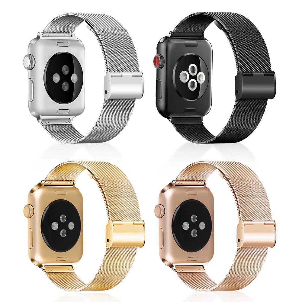 Milanese apple pulseiras de relógio 38mm 40mm 42mm 44mm aço inoxidável ouro apple pulseira para iwatch série 1 2 3 4 5