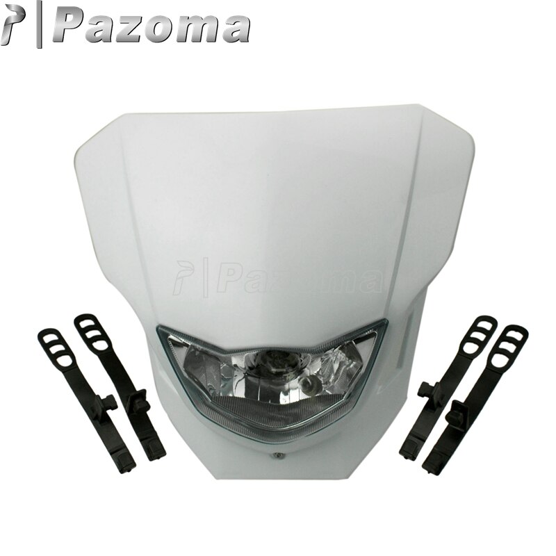 Pazoma – phare universel blanc pour motos, pour Honda CRF XR Yamaha WR YZ Suzuki DR DMZ Kawasaki KLX KX 250 450, 12V: WHITE
