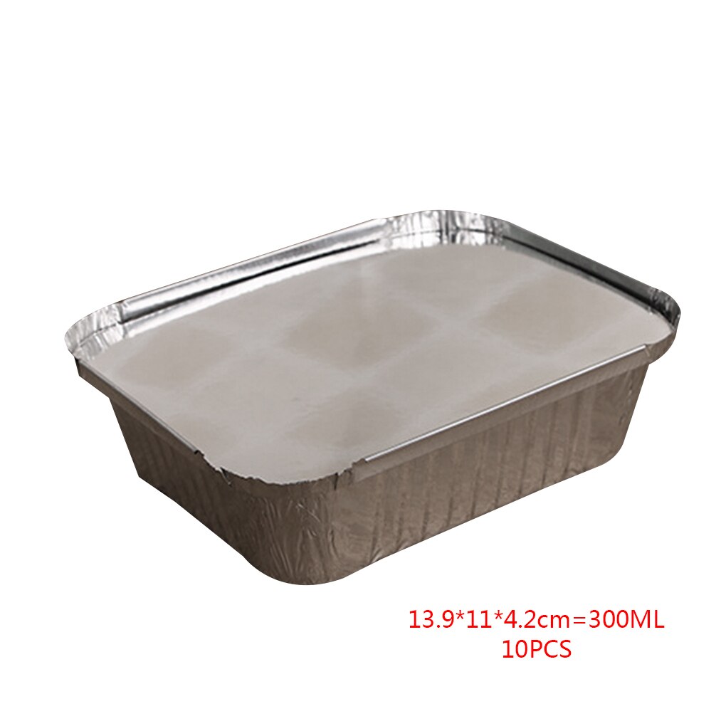 10pcs Rectangle Shaped Disposable Aluminum Foil Pan Take-out Food Containers with Aluminum Lids/Without Lid: 139x11x4.2cm2
