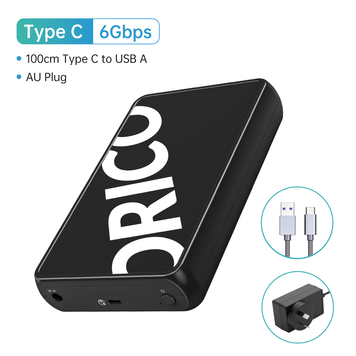 ORICO 3,5-inch HDD-behuizing 6 Gbps USB 3.1 Type-C naar SATA 3.0 HDD-behuizing UASP-protocol Auto-Sleep-modus Ondersteund Windows/Linux/Mac OS: Blauw