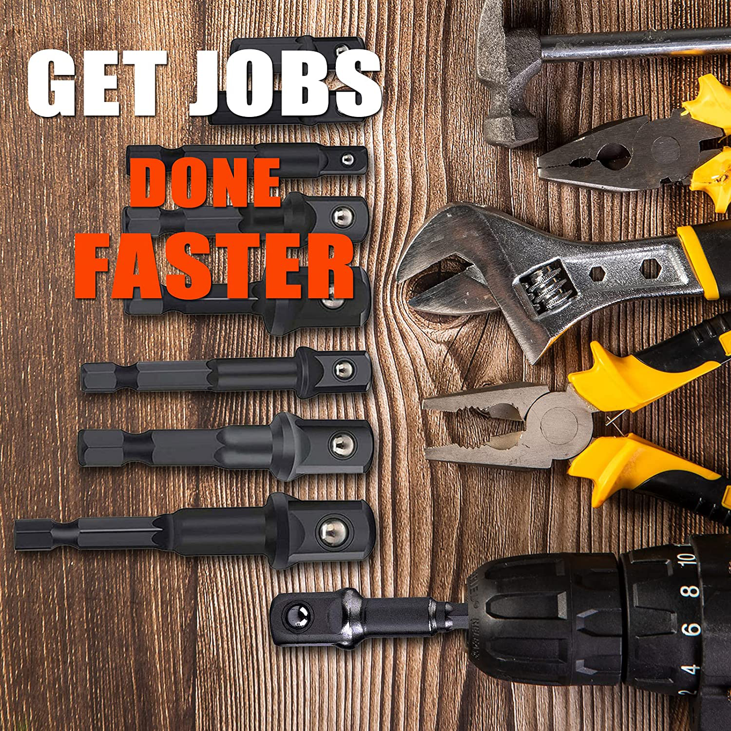 Drill Socket Adapter Converter For Impact Driver 105° Right Angle Drill Attachment Bit Impact Socket Adapter and Reducer Set