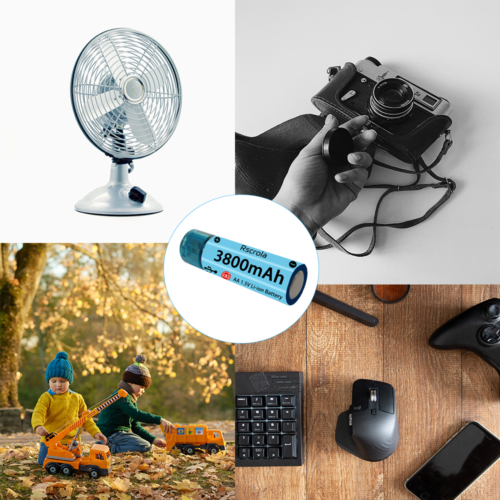 Upgraded AA Rechargeable Battery USB Port AA Li-ion Battery Fast Charge Over 1000 Cycle Works in Extreme Temp Low Self Discharge