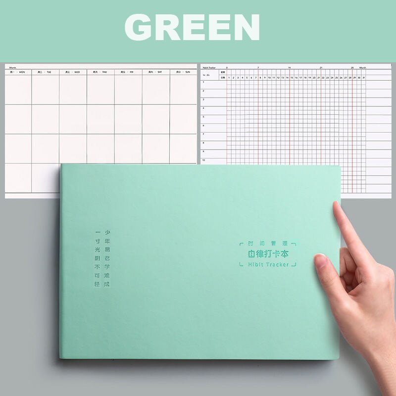 Notebook B5 Thickened Large Task Plan Grid Diary Cuaderno Notebook Dot Matrix Notebook Diary Grid Book: green