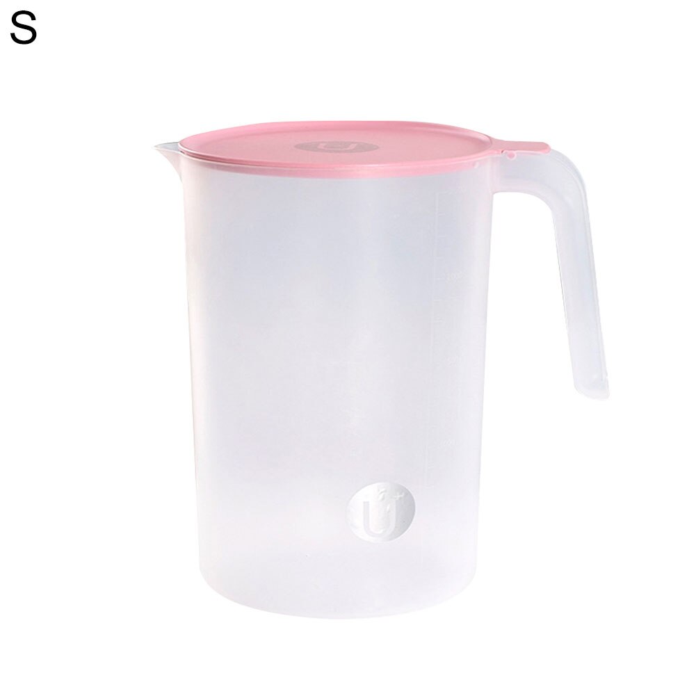 Large Capacity Beverage Storage Container Heat Resistant Cold Water Jug Plastic Juice Pitcher Household Tea pot Kettle with Lid: Pink 2500ml