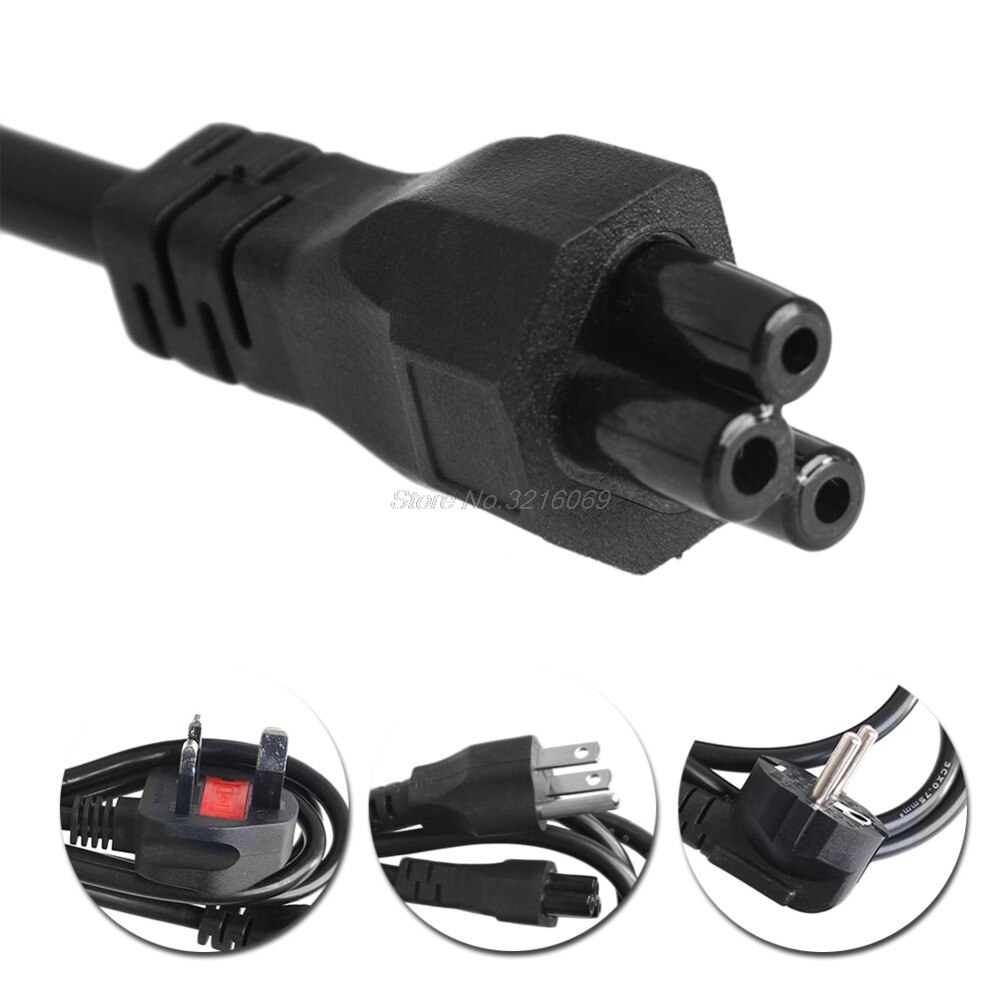 C5 To 3-Pin Laptop AC Adapter Charger Power Lead Main Cable Cord US/UK/EU Plug Sep12 Whosale