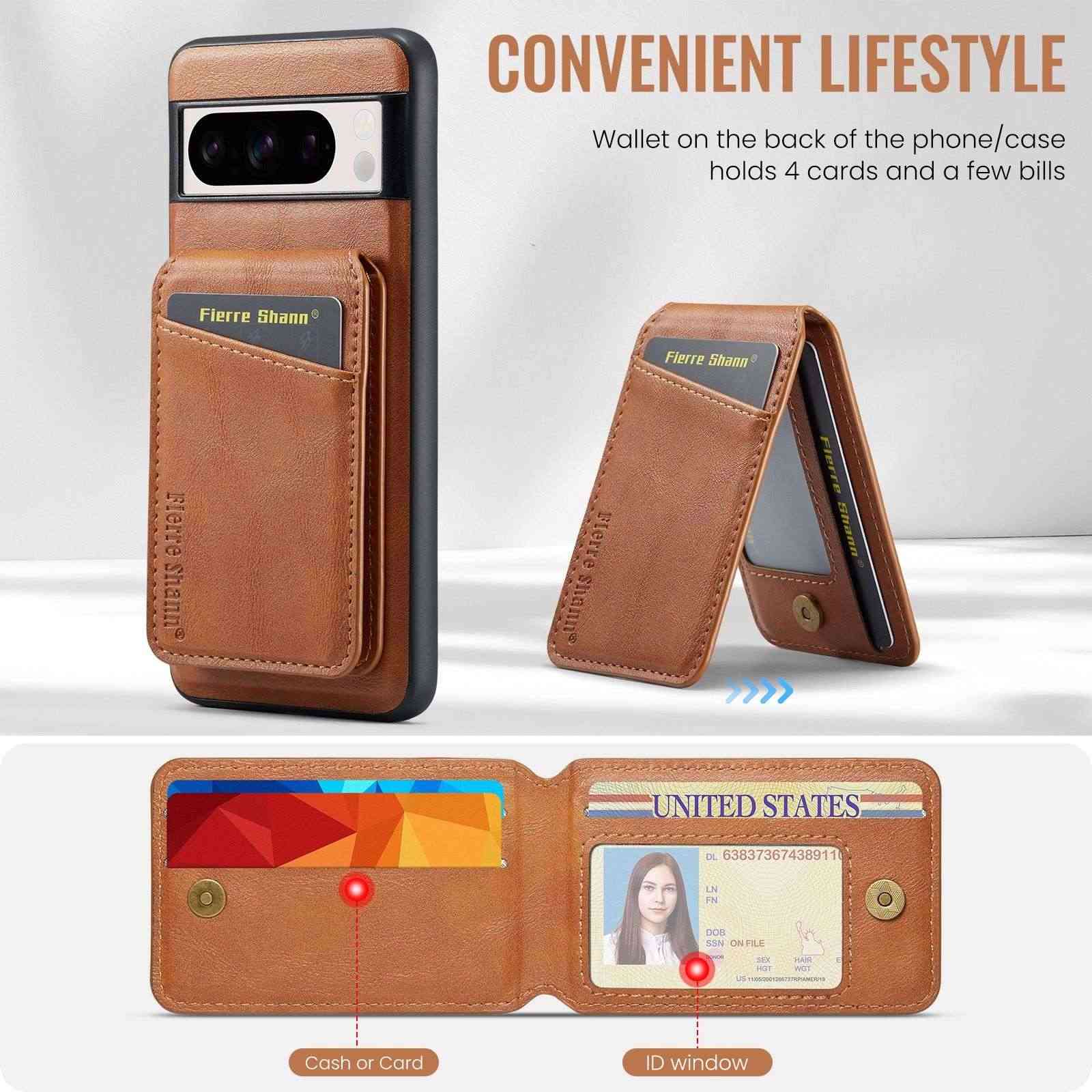 Magnetic Detachable Leather Wallet Phone Stand Case Wireless Charge Cover for Google Pixel 7 7A 8 8A 9 Pro XL 9A