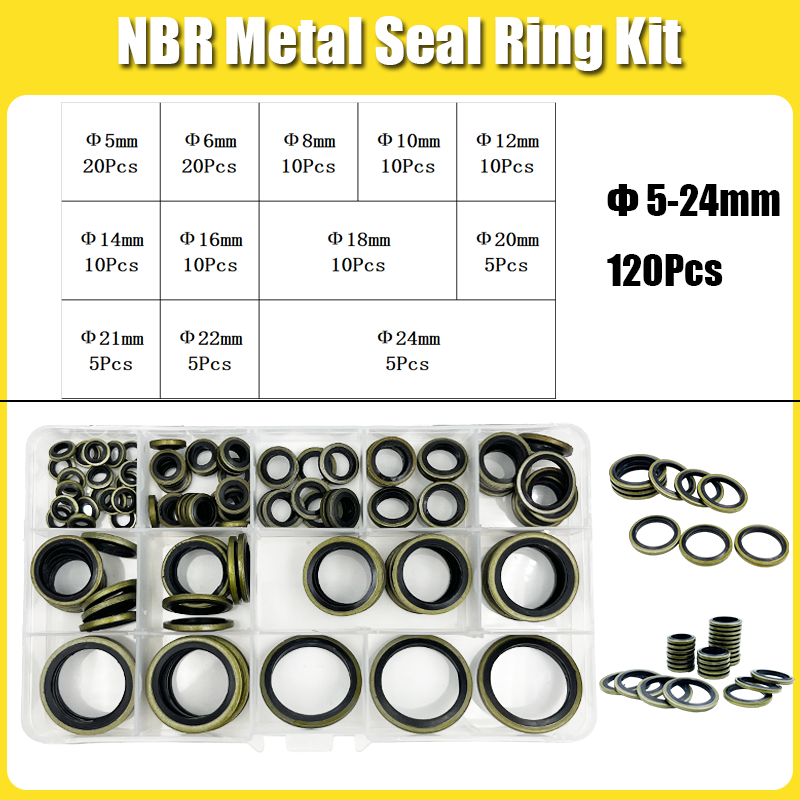 Rondella di tenuta in metallo NBR rondella di tenuta ad alta pressione resistente tutto'olio idraulico vite di scarico dell'olio O-squillare in gomma combinata impostato di rondelle di tenuta del tappo del tubo: giallo