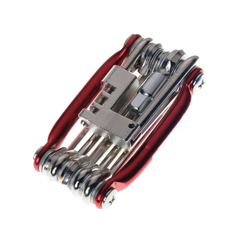 Bicycle Bike Tools Repairing Set 15 In 1 Bike Repair Tool Kit Wrench Screwdriver Chain Carbon steel bicycle Multifunction Tool: 11in1 red