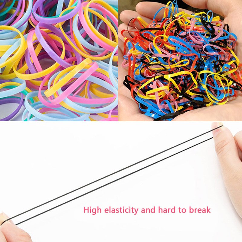 1000 pçs/lote bandas de cabelo elásticas descartáveis crianças meninas bandas de borracha titular rabo de cavalo scrunchie acessórios de cabelo