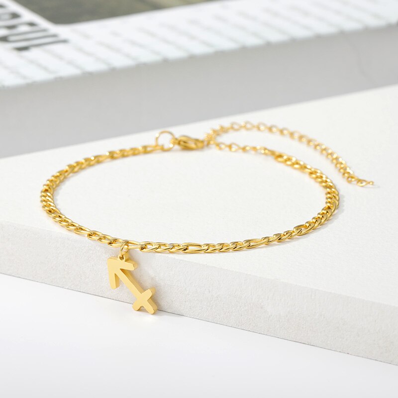 Bracelets de cheville zodiaque pour femme Constellation bijoux verseau poissons bélier Taurus lettre bracelets de cheville meilleur ami noel: Sagittarius