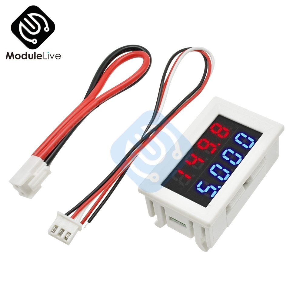 DC 0-200V 10A Red Blue Dual Digital LED Display DC Voltmeter Ammeter Voltage Volt Current Meter Power Supply 4 Bit 5 Wires Case