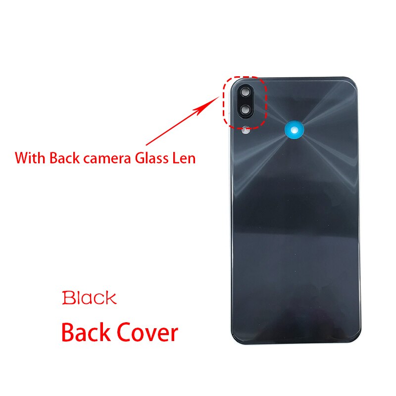 Front Housing Bezel LCD Frame Panel Cover For Asus Zenfone 5 ZE620KL 5Z ZS620KL Back Cover With Camera Glass: Back Cover Black