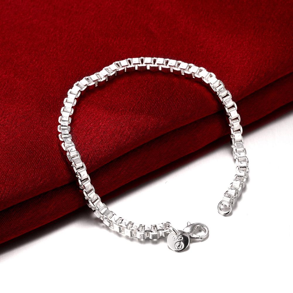 Luxe flambant neuf 925 argent bracelet 4mm boîte chaîne Bracelet pour femmes hommes bijoux