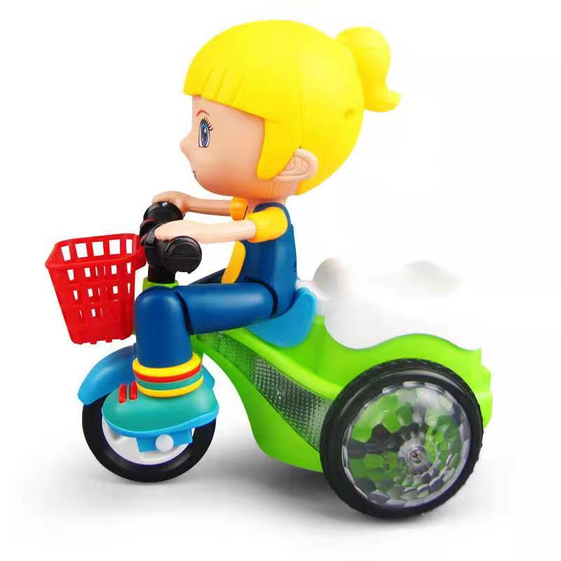 Børns stunt trehjulet cykel 360,  roterende musik og belysning elektrisk legetøj børnelegetøj: Pige
