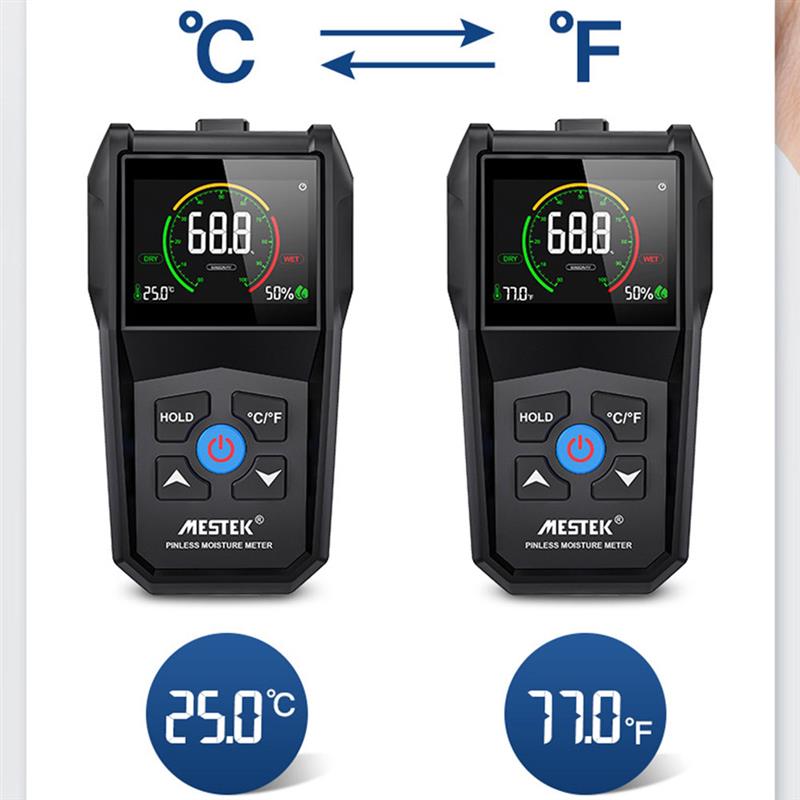 Mestek Inductieve Hout Vochtmeter Non-contact Hygrometer Digitale Vocht Detector Dichtheid 4 ~ 80% Meetinstrumenten