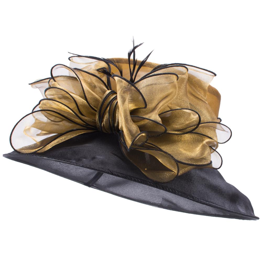 Women Dressy Hats Wide Brim Sun Hats Church Wedding Tea Party Kentucky Derby Formal Floral Bride's Mother Hats A045