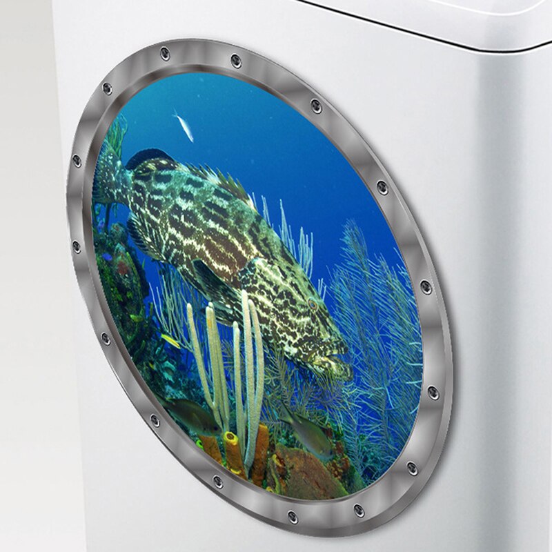 1PC Underwater Fish Wall Stickers Waterproof Dolphin Turtle Sticker for Washing Machine Decoration for Bathroom Decals PVC: D