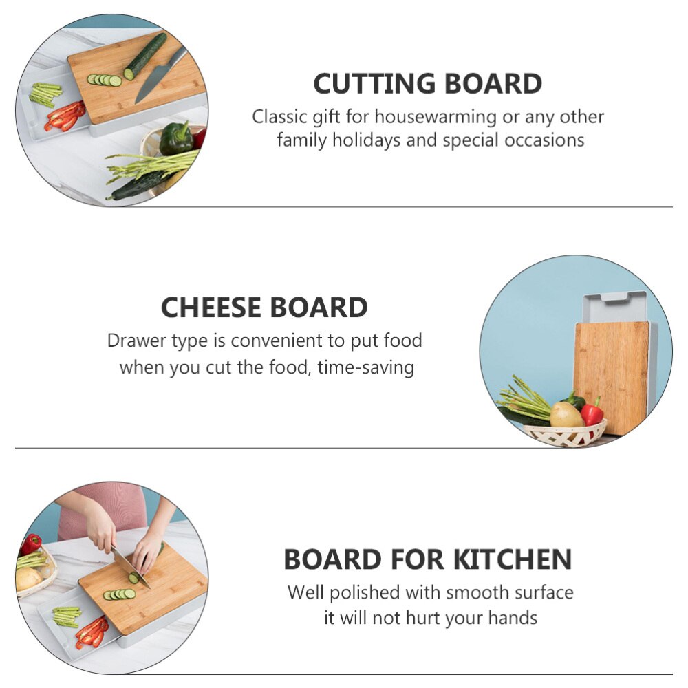 Multifunctional Bamboo Cutting Board Drawer Type Chopping Board Kitchen Tool