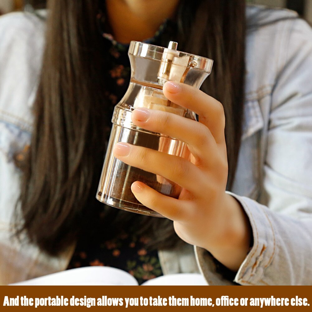 Handmatige koffiemolen, bonenmolen, draagbaar thuis, peper, keukengereedschap, reisbureau, keramische braam, café, handzwengel