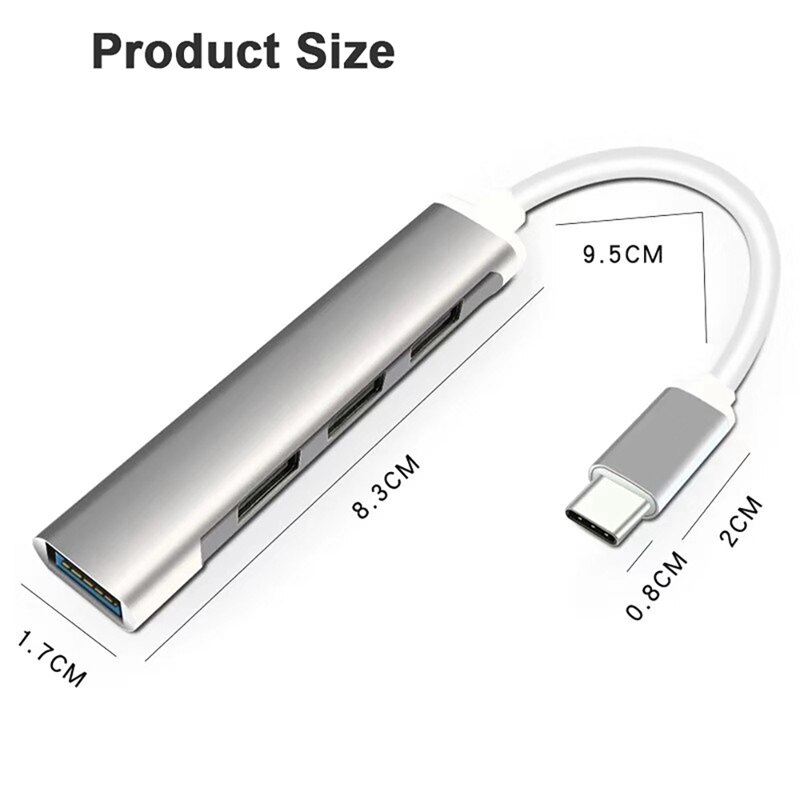 Type-C3.1 Hub Docking Station Usb 3.0 Hub 4 in 1 for Pc Laptop Tablet Phone