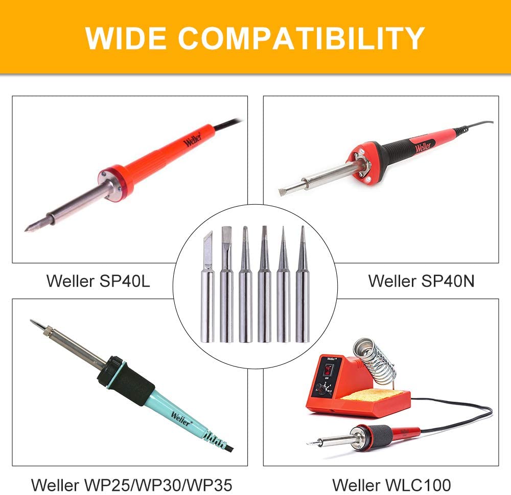 5 Pieces 900M Soldering Iron Tips Kit Replacement Soldering Iron Tips for Hakko Soldering Station Tool