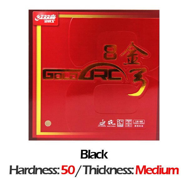 DHS-tenis de mesa GoldArc 8, Alemania tech, granos rojos o negros, goma de Ping Pong con esponja para tenis de mesa: H50 Medium BLACK