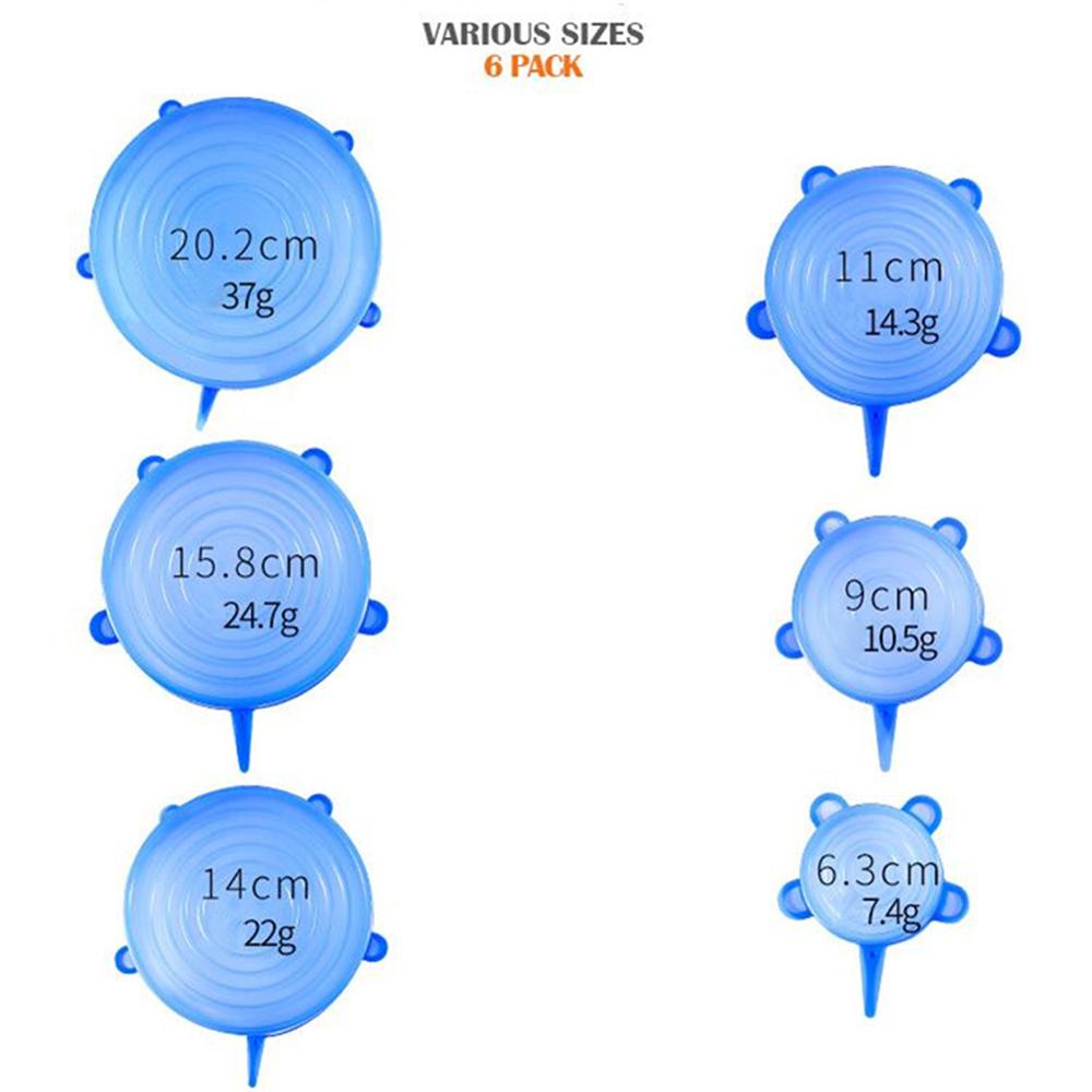 6 maten siliconen rekdeksels universele siliconen voedselverpakking kom pot deksel siliconen vers deksel kookkeuken accessoires