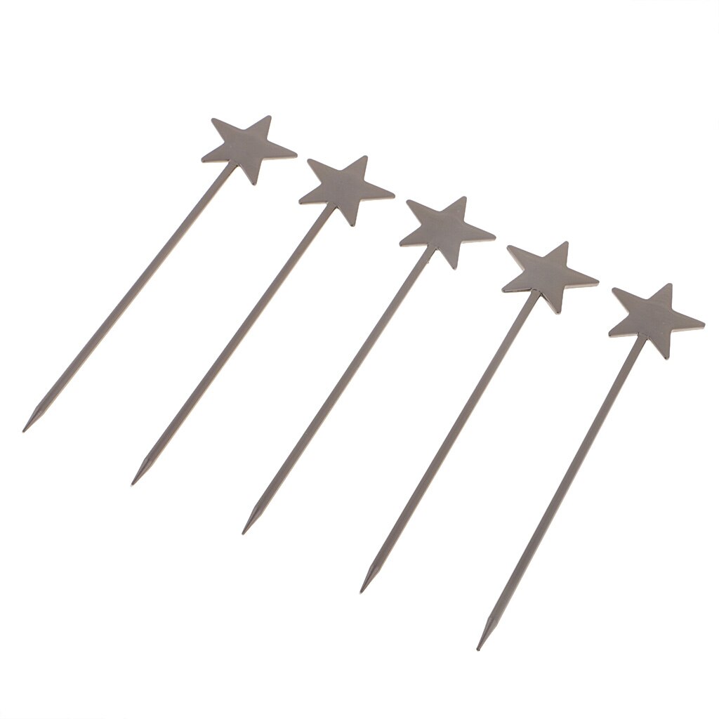 5PCS Steel Fruit Drink Sticks Cocktail Picks for Bar Tools Picks