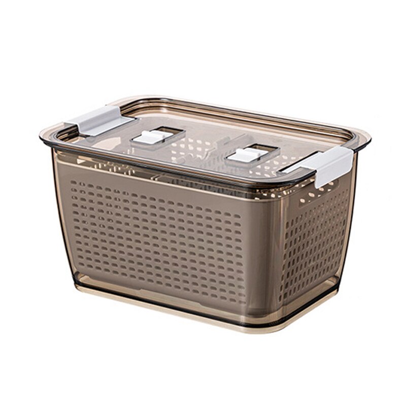 1pcs Fresh Produce Storage Containers Fridge Drip Basket Produce Saver Refrigerator Storage Basket Set Fresh Vegetable Fruit: L brown
