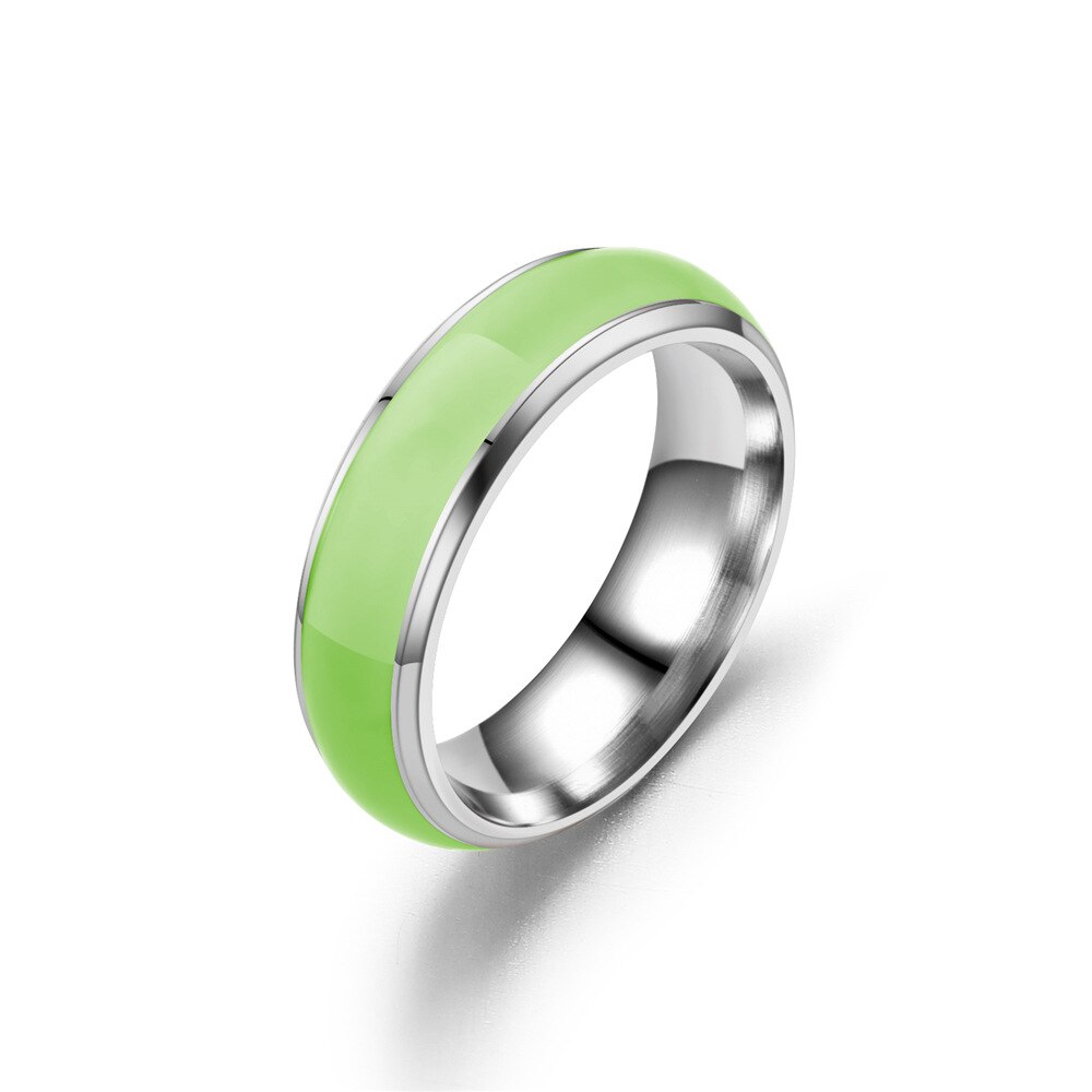 Anillos luminosos de acero inoxidable Unisex para hombres, Bar, , anillo fluorescente brillante para mujeres, joyería novedosa para WC040: 7 / Negro