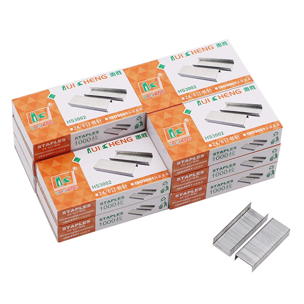 10box Galvanized Wire Universal Stainless Steel Door Shaped For Stapler 24/6 Stitching Staple Binding Supplies School Office