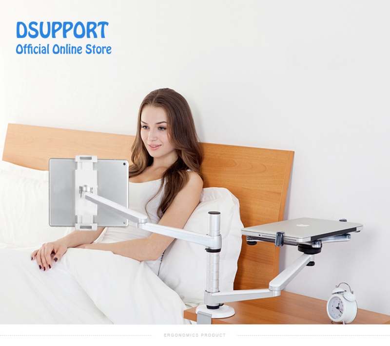 OA-9X Lazy Tablet Laptop Stand Adjustable Height Rotatable Holder for Notebook within 10-16 inch and Tablet PC 4.7-12.9 inch