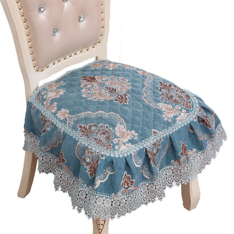 European Style Lace Chair Cushion Chenille Dining Chair Non-Slip Pads Breathable Thickened Universal Seat Mats Banquet Wedding C