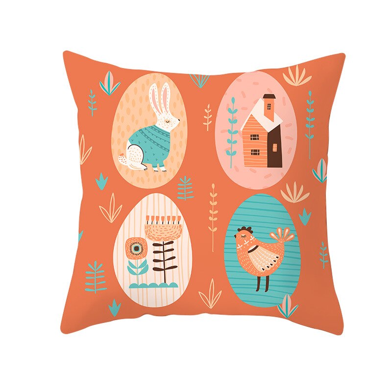 Kids Kussen Print Pasen Leuke Konijn Print Kussen 45*45Cm Case Polyester Sofa Auto Kussen Cover Home Decor funda Rechthoekige: 12