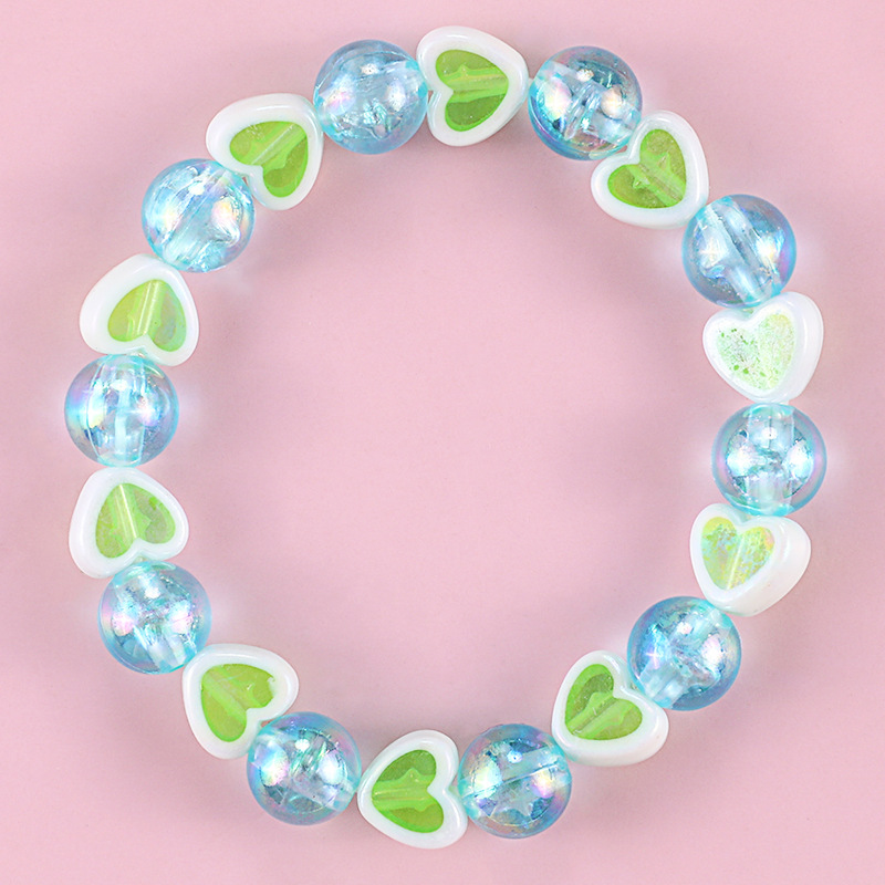 Pulsera de corazón de amor de Color acrílico para niños, pulseras de amistad para niñas, accesorios de joyería simples, dijes de 2022: Oro oscuro