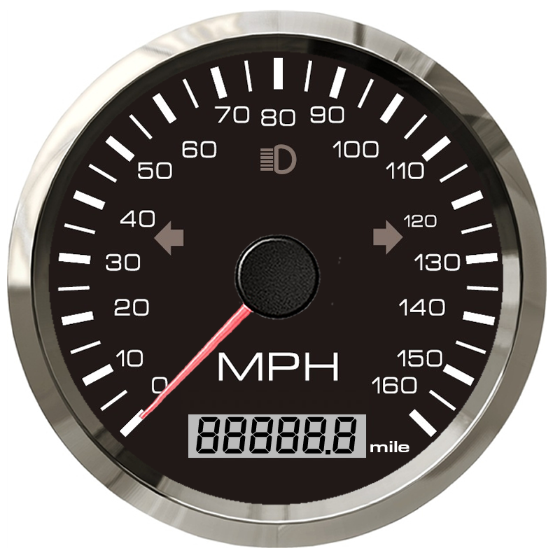 Waterproof 85mm GPS Speedometer 125/160/200(km/h/MPH) for Car Snowmobile Motorcycle ATV UTV Total Mileage Adjustable 12V 24V: 160M-BS