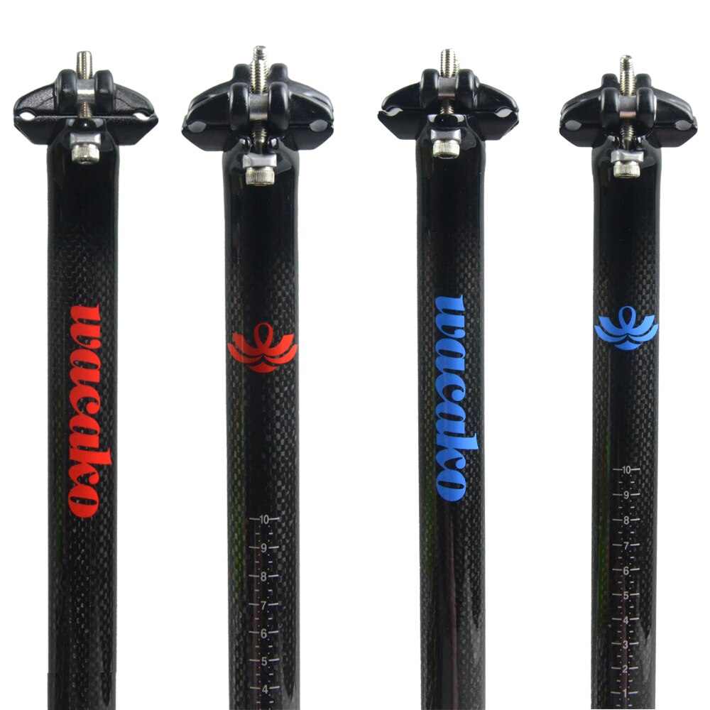 Wacako-tija de sillín de carbono para bicicleta de montaña, poste de asiento para bici de carretera, BMX, 25,4, 27,2, 28,6, 30,8, 31,6, 350x400, 450mm