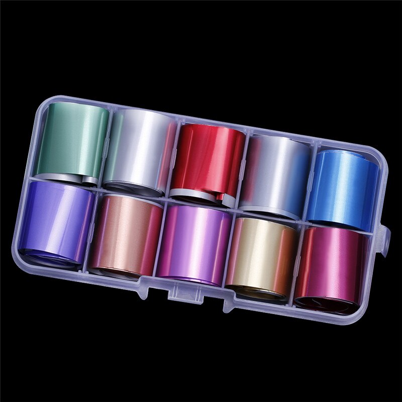 10 rollen/Kasten Transfer Folie Holographische 10 Entwürfe Schieberegler sternenklar Glas Papier Blitz Für Dekoration Nailart Tipps Manikübetreffend Aufkleber #